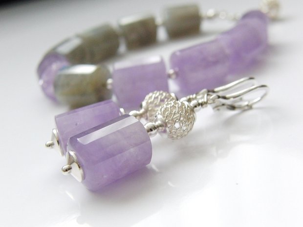 Edelstenen Oorbellen met Lavendel Amethist