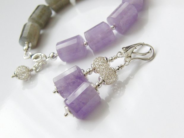 Edelstenen Oorbellen met Lavendel Amethist