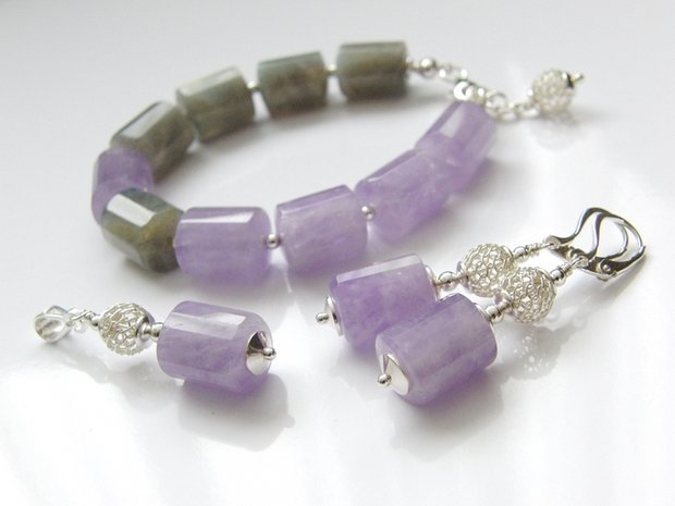 Edelstenen Oorbellen met Lavendel Amethist