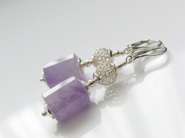 Edelstenen Oorbellen met Lavendel Amethist