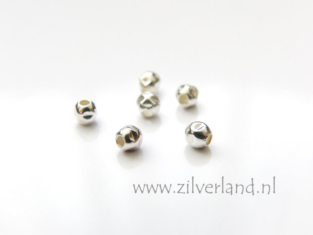 50 Stuks 3mm Sterling Zilveren Kralen- Gehamerd