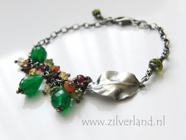 Handgemaakte Zilveren Armband met Groene Onyx
