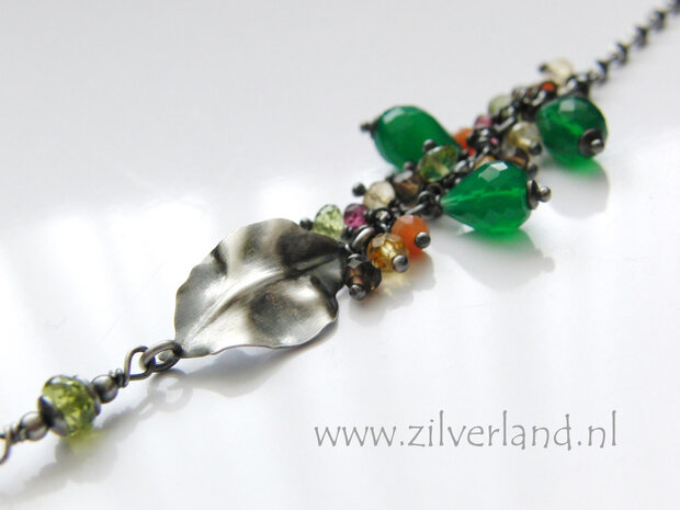 Handgemaakte Zilveren Armband met Groene Onyx