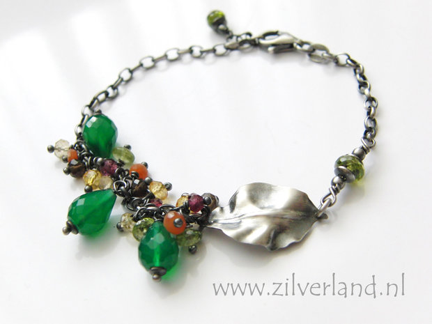 Handgemaakte Zilveren Armband met Groene Onyx