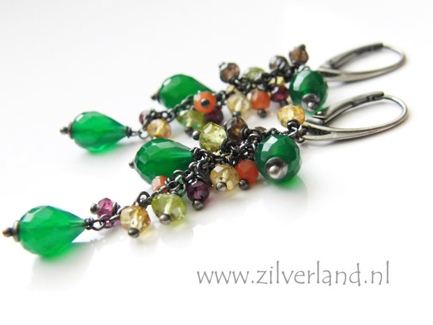 Handgemaakte Zilveren Oorbellen met Groene Onyx