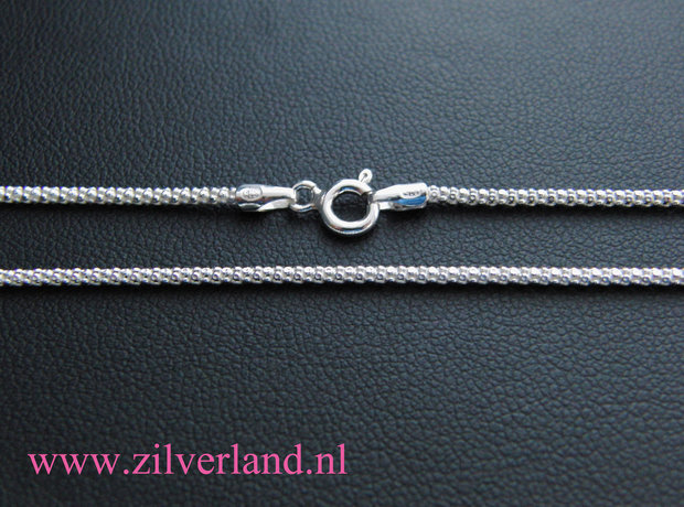 45cm Sterling Zilveren Popcorn Schakel Collier 