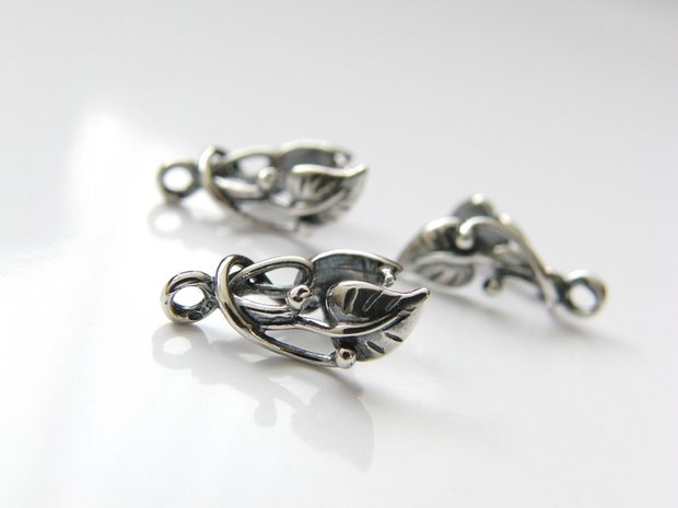 Sterling Zilveren Hangerklem- Blaadjes Geoxideerd