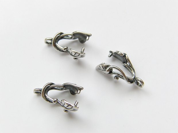 Sterling Zilveren Hangerklem- Blaadjes Geoxideerd