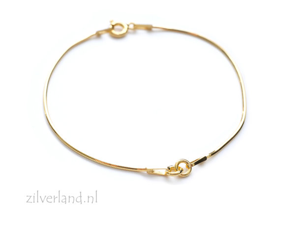 15,5cm Sterling Zilveren Slang Armband- Verguld