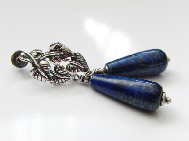 Zilveren Edelstenen Oorstekers met Lapis Lazuli