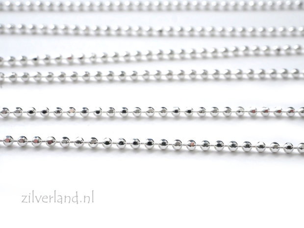 1 Meter 1,5mm Sterling Zilveren Balletjesketting- Facet