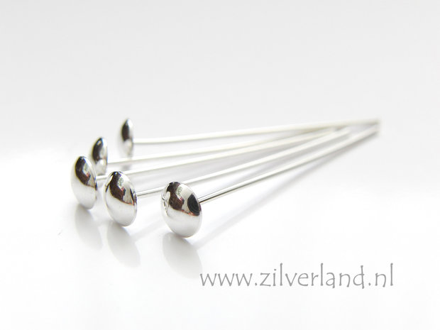 2 Stuks 0,70mm x 3,0cm Sterling Zilveren Nietstiften met Kapje