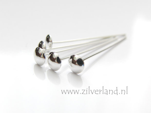2 Stuks 0,70mm x 3,0cm Sterling Zilveren Nietstiften met Kapje