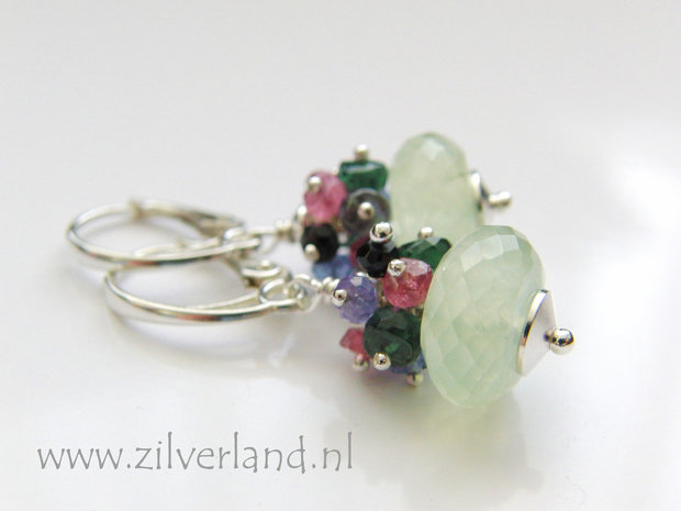 Handgemaakte Zilveren Oorbellen met Prehniet