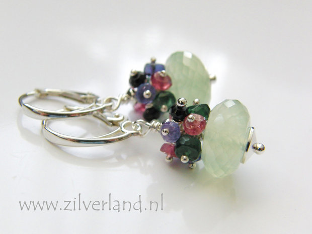 Handgemaakte Zilveren Oorbellen met Prehniet