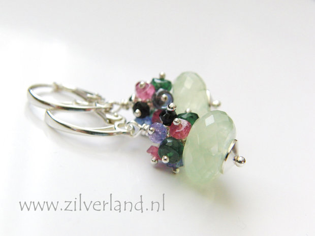 Handgemaakte Zilveren Oorbellen met Prehniet