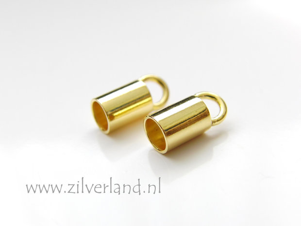 2 Stuks 4,5mm Sterling Zilveren Eindstuk- Verguld