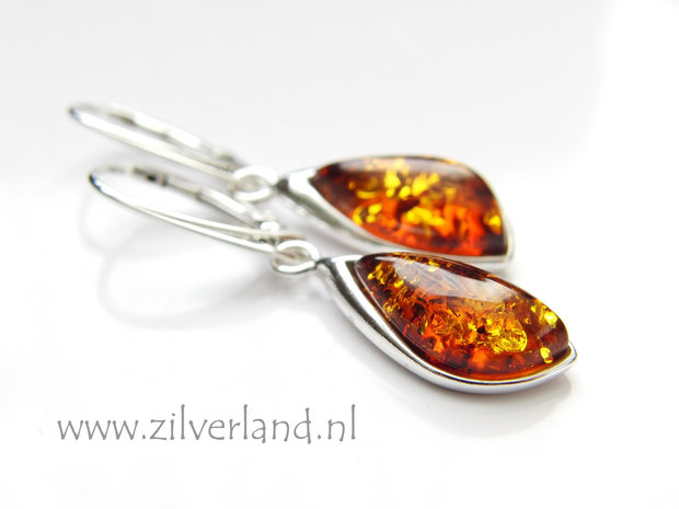 Sterling Zilveren Oorbellen met Barnsteen