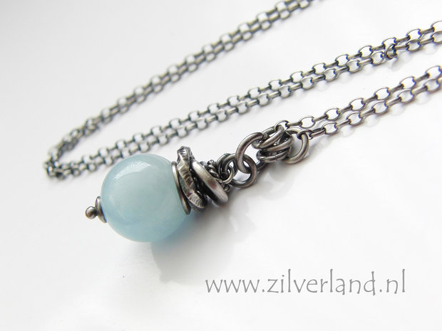 Handgemaakte Edelstenen Ketting met Aquamarijn