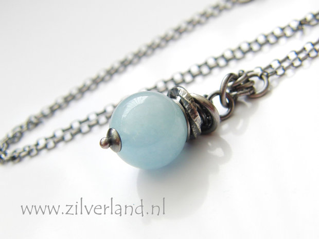 Handgemaakte Edelstenen Ketting met Aquamarijn