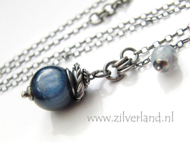 Handgemaakte Edelstenen Ketting met Kyaniet en Aquamarijn