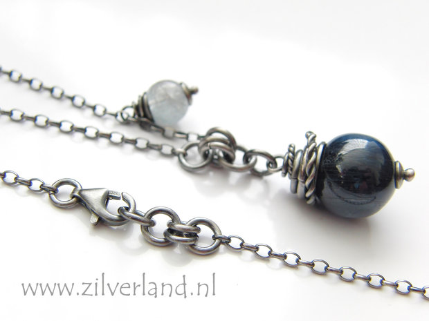 Handgemaakte Edelstenen Ketting met Kyaniet en Aquamarijn