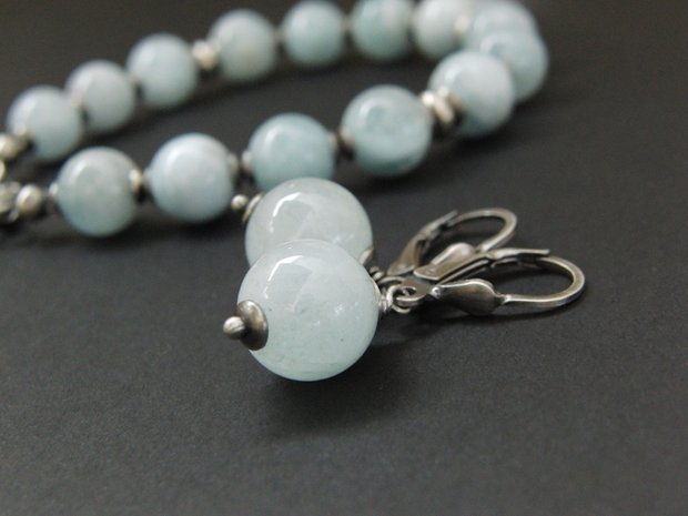 Edelstenen Zilveren Oorbellen met Aquamarijn