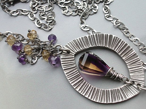 Edelstenen Zilveren Ketting met Ametrien