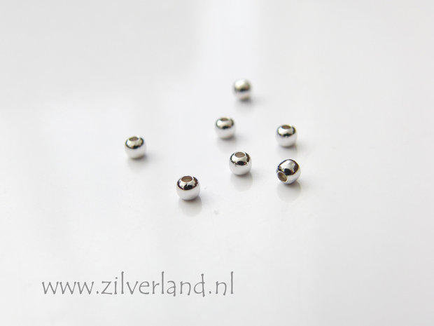 100 Stuks 2mm Sterling Zilveren Kralen- Gerhodineerd