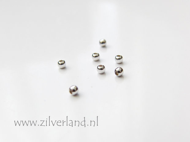 100 Stuks 2mm Sterling Zilveren Kralen- Gerhodineerd