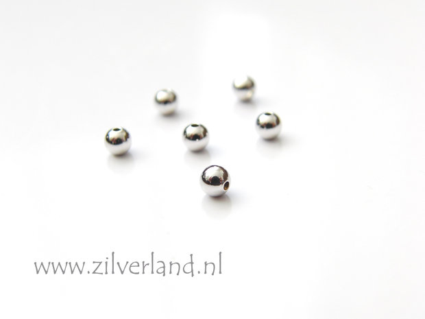 50 Stuks 3mm Sterling Zilveren Kralen- Gerhodineerd