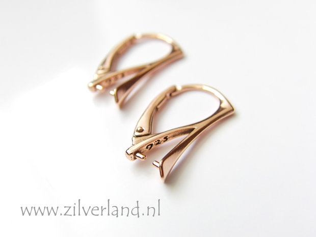 Sterling Zilveren Oorhaken met Klem- Rose Goud