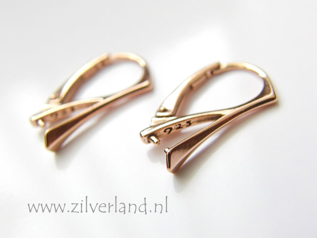 Sterling Zilveren Oorhaken met Klem- Rose Goud