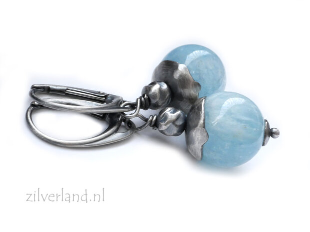 Handgemaakte Edelsteen Oorbellen met Aquamarijn