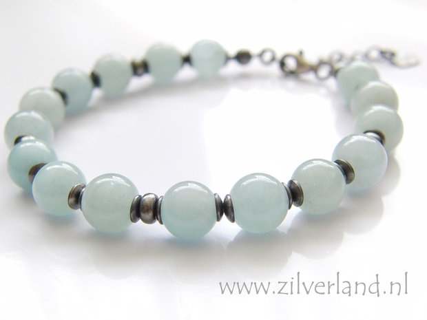 Handgemaakte Zilveren Armband met Aquamarijn