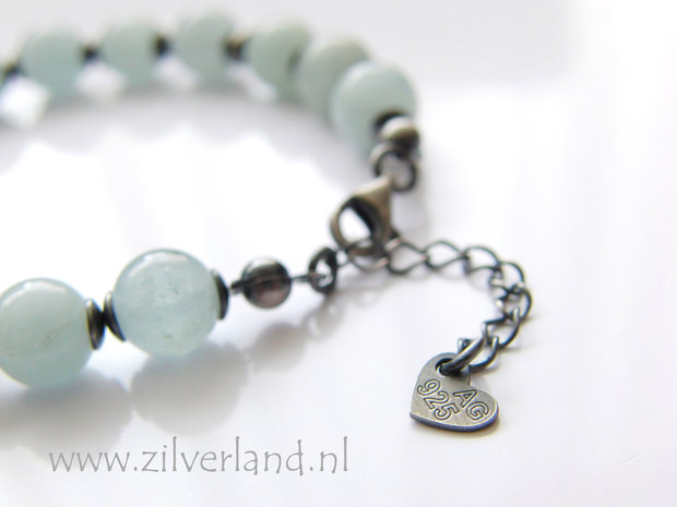 Handgemaakte Zilveren Armband met Aquamarijn