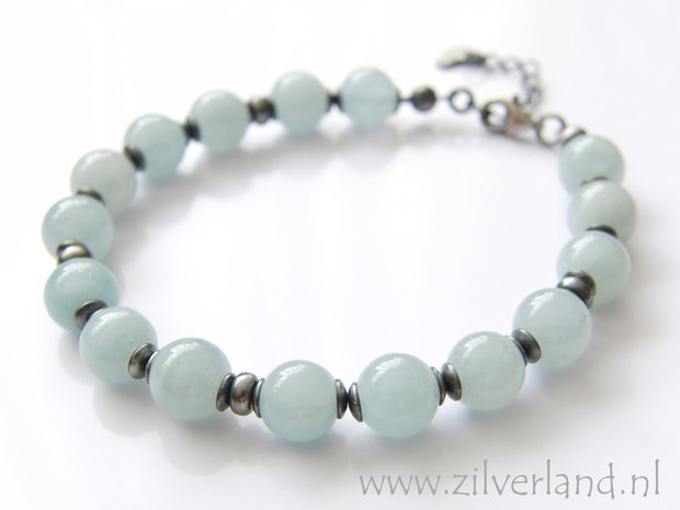 Handgemaakte Zilveren Armband met Aquamarijn