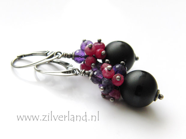 Handgemaakte Zilveren Oorbellen met Onyx