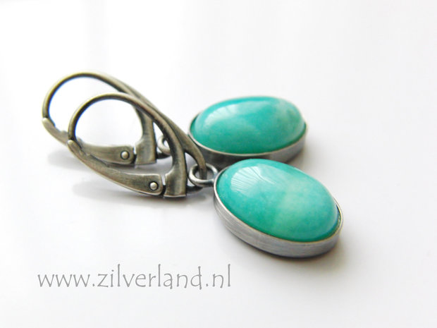 Handgemaakte Zilveren Oorbellen met Amazoniet