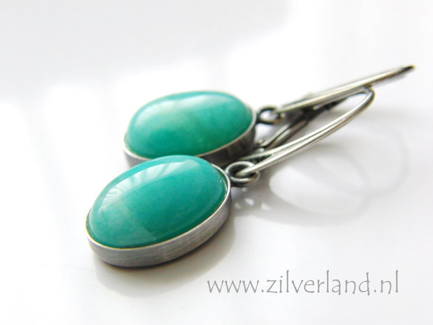 Handgemaakte Zilveren Oorbellen met Amazoniet