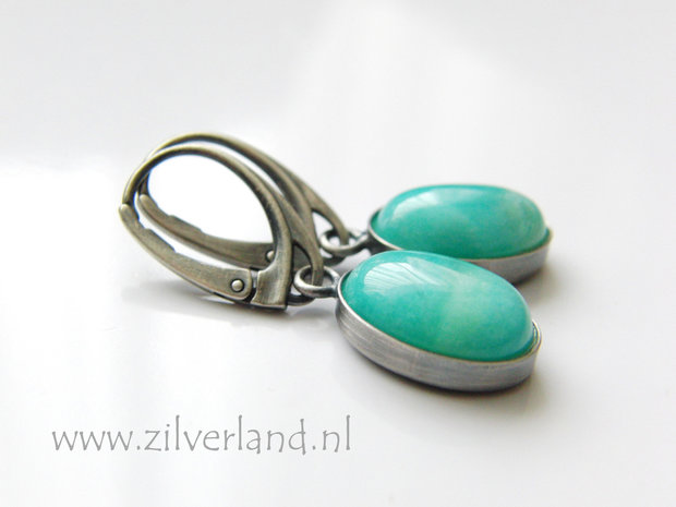 Handgemaakte Zilveren Oorbellen met Amazoniet