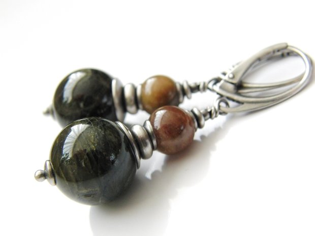 Sieraden Set- Sterling Zilveren Oorbellen en Hanger met Toermalijn