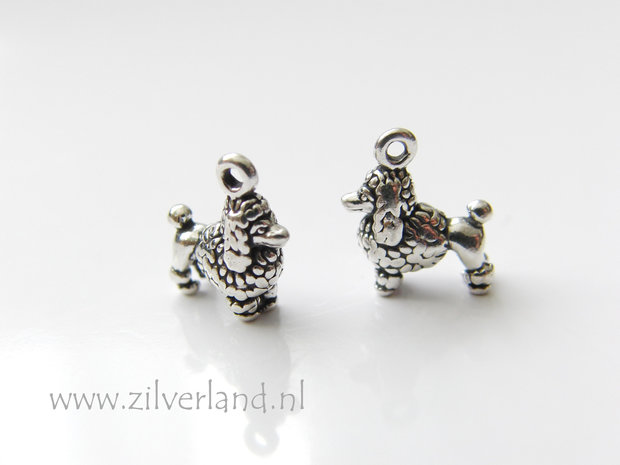 1 Stuk Sterling Zilveren Hond Bedel- Poedel