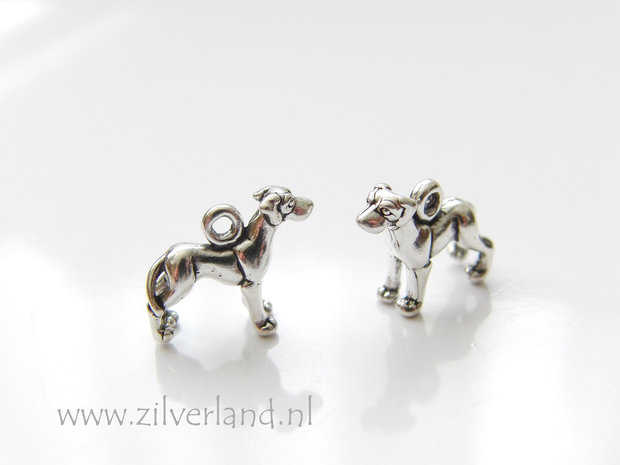 1 Stuk Sterling Zilveren Hond Bedel- Deense Dog