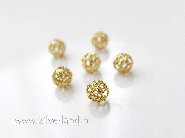 10 Stuks 5mm Sterling Zilveren Kralen- Verguld