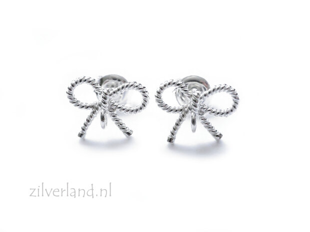 Sterling Zilveren Oorstekers- Strikjes