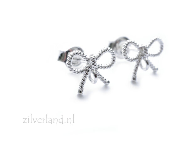 Sterling Zilveren Oorstekers- Strikjes