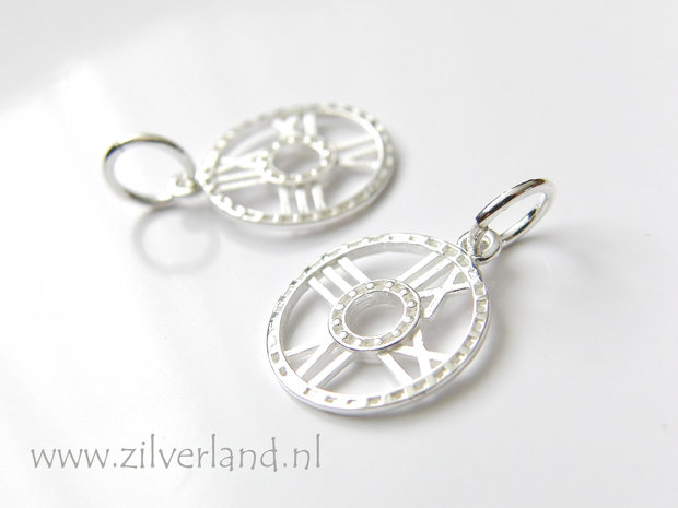 1 Stuk Sterling Zilveren Hanger- Klok