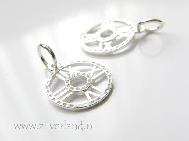 1 Stuk Sterling Zilveren Hanger- Klok