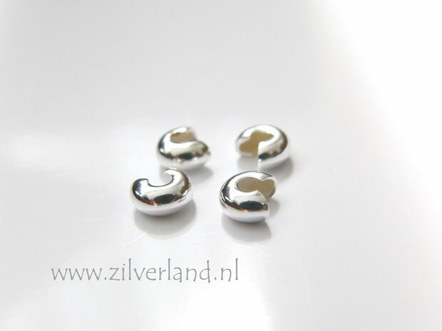 10 Stuks 4,50mm Sterling Zilveren Knijpkraalverberger
